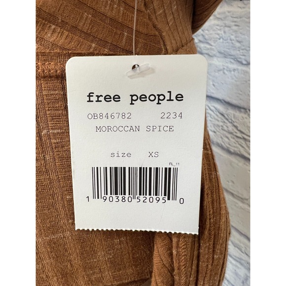 NWT We the Free East Coast Top Ribbed Spice Surplice V-Neck Waist Tie SZ XS - Picture 13 of 16